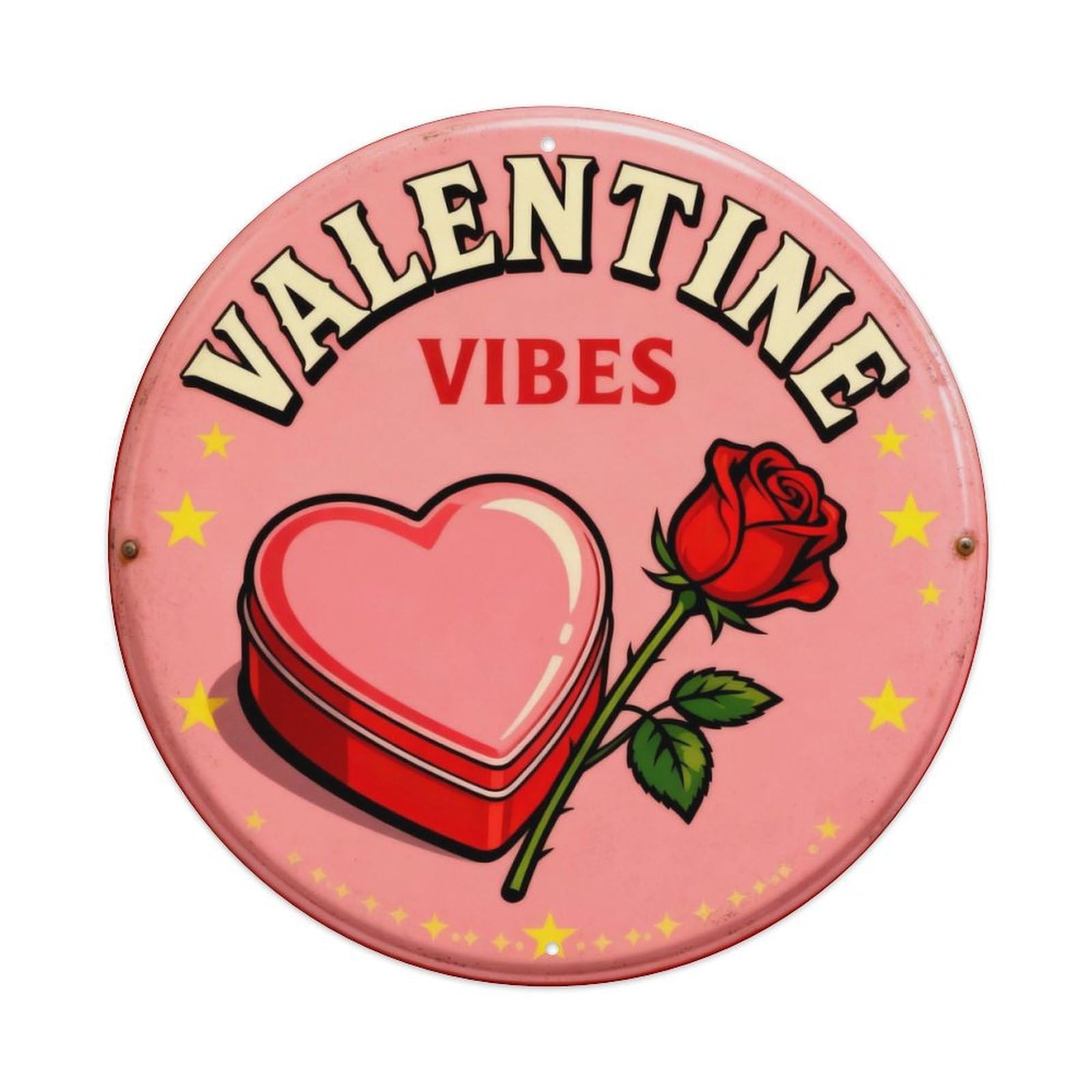 Valentine Vibes Holiday Sign Metal Tin Sign Plaque