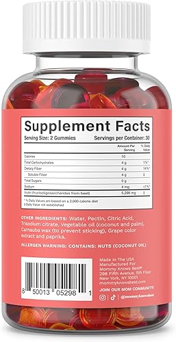Miniatura 6 de Mommy Knows Best Gomitas de fibra para mujeres, apoyo digestivo para el embarazo y posparto, gomitas sin azúcar, suplementos de fibra, fibra
