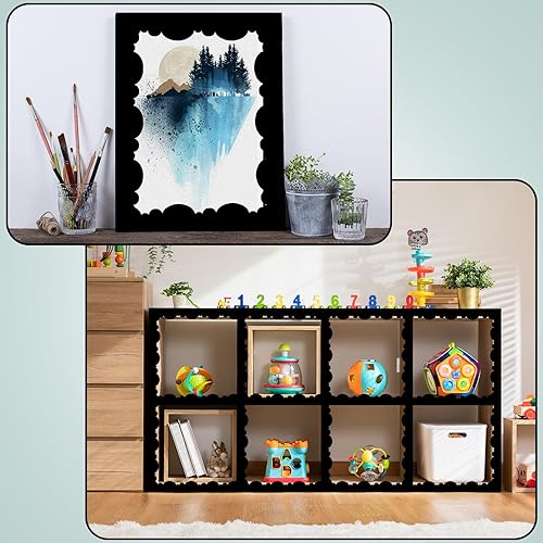 Miniatura 5 de Geyee 60 tableros de anuncios de 59 x 3 pulgadas, borde festoneado de arpillera en blanco y negro, borde de tablero de anuncios, recortador de