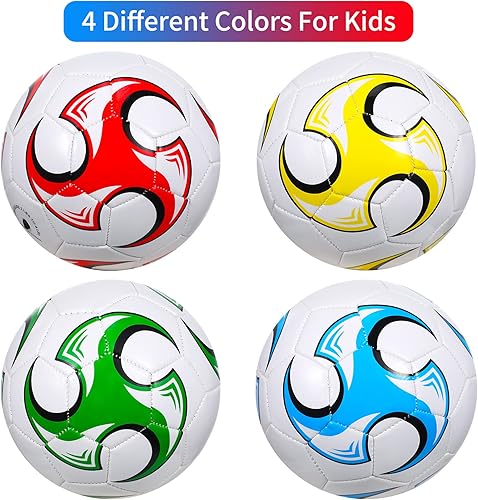 Miniatura 4 de Shappy 4 pelotas de fútbol tamaño 3 con bomba desinflada, pelotas de fútbol para interiores y exteriores, juego deportivo, jóvenes, adolescentes,