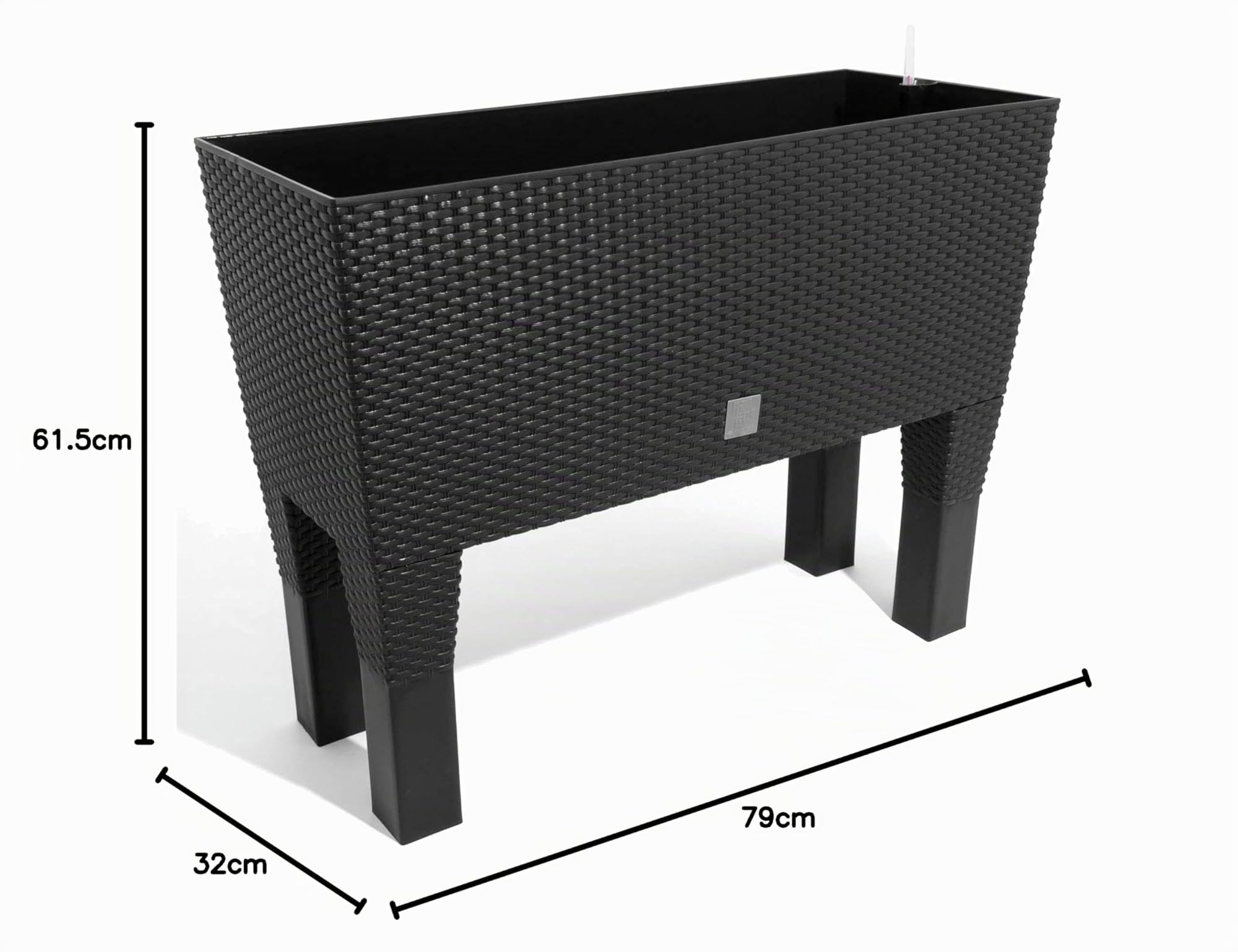 Jatery Garden 72 Liter mit Anthrazit -Bewässerung 80 x 33 x 65 cm mit Beinen