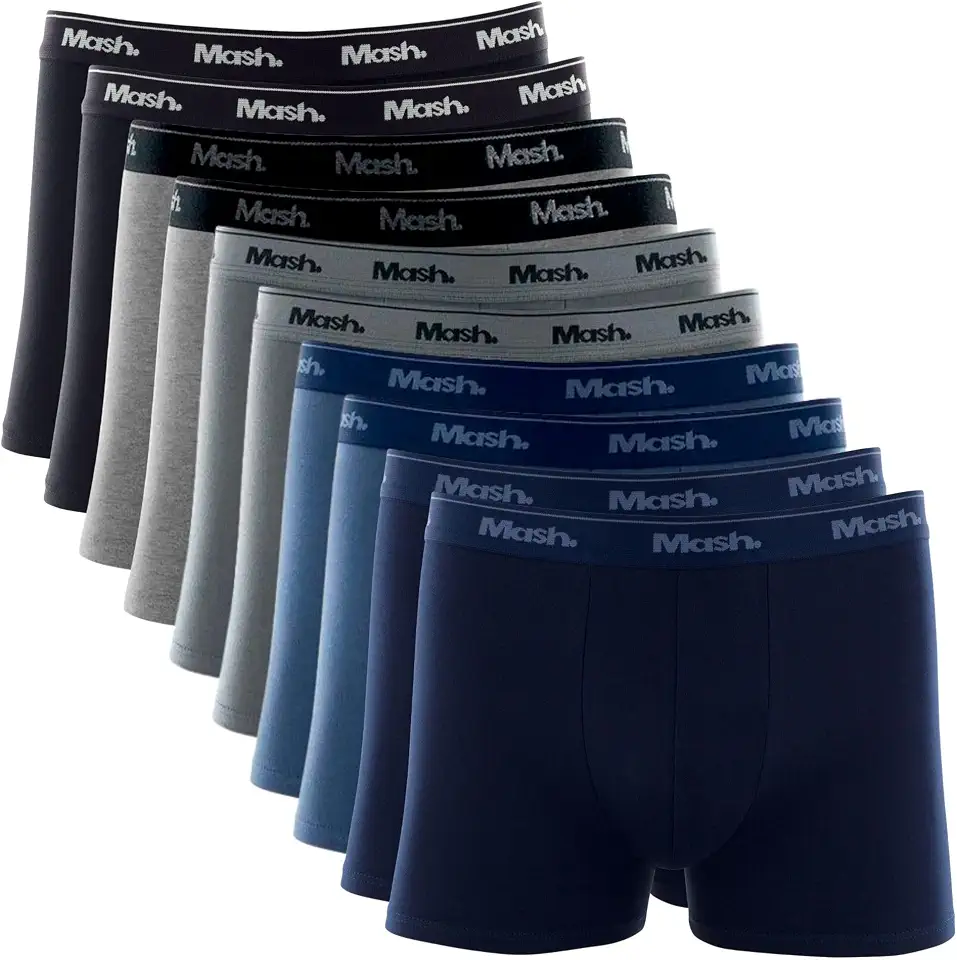 Kit 10 Cuecas Mash Masculina Boxer Algodão Cotton Macio Respirável Cós Elástico 35mm Cavalo Alongado