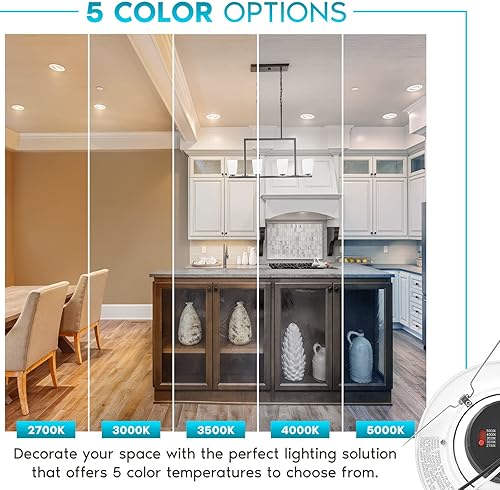 Miniatura 2 de LUXRITE Paquete de 12 luces LED empotrables de cardán de 56 pulgadas, 11 W  90 W, 5 colores seleccionables 2700 K-5000 K, CRI 90, luz LED regulable