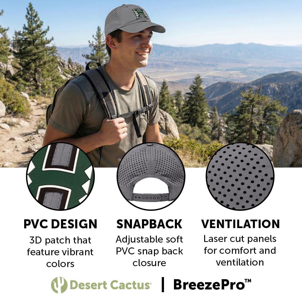 Desert Cactus Hawaii Snapback Hat – Rainbow Warriors BreezePro Performance Baseball Cap w/Adjustable Strap College Fan Gear - Image 3