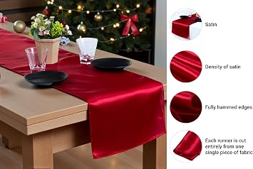Pack of 5 Satin Table Runners 12 x 108 Inch for Wedding Apple Red