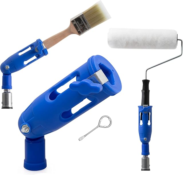 Lornoshia Multi-Angle Paint Brush Holder, Extension Pole Attachment for Paint Brush, Roller and Scraper - Complete with Paint Can Opener
