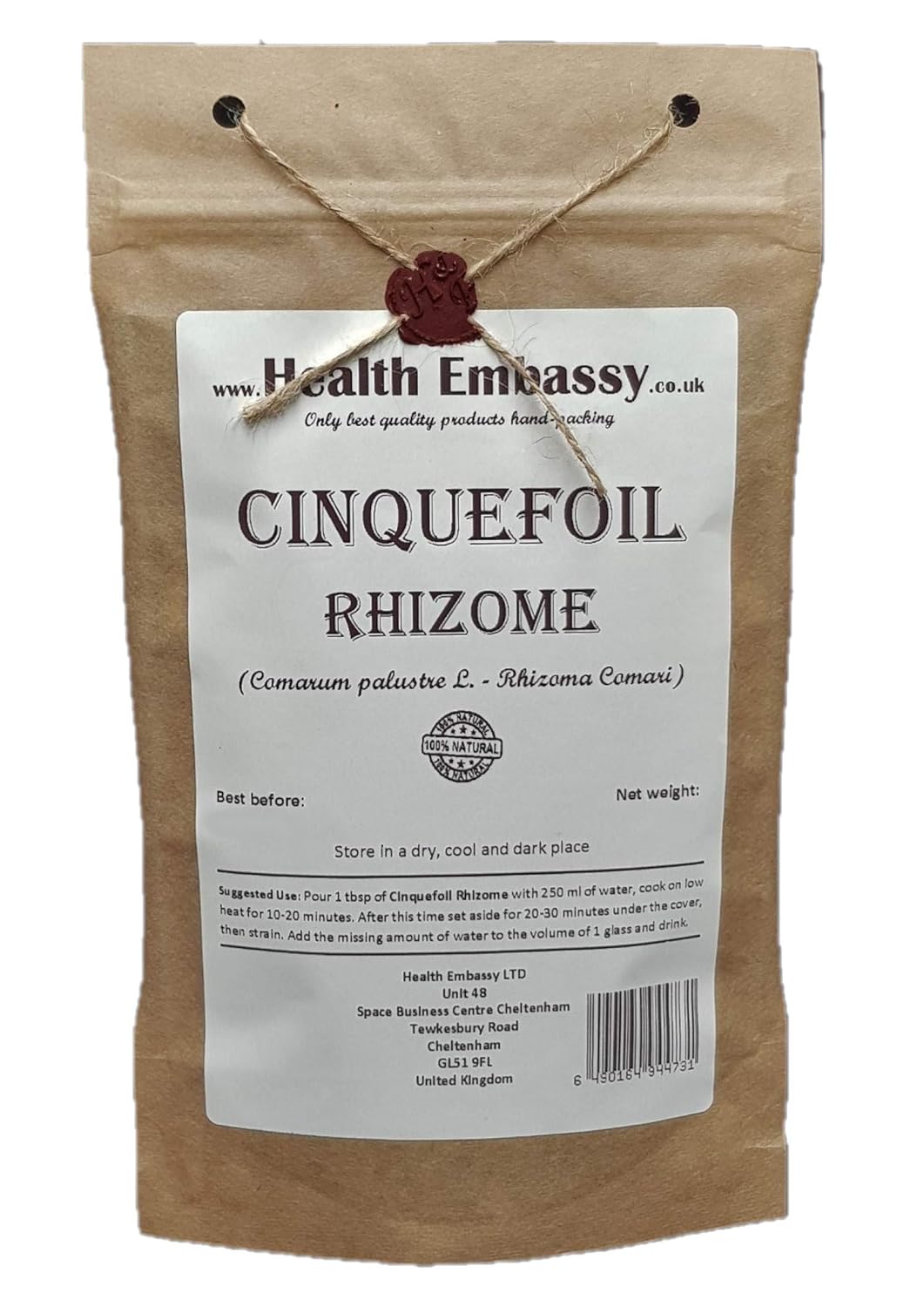 Health Embassy | Cinquefoil Rhizome | Comarum palustre L | Herbal Tea (100g)