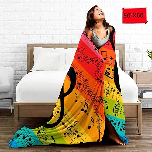 Miniatura 6 de Manta de franela con notas musicales abstractas con piano, para sofá, cama, oficina, todas las estaciones, 60 x 50 pulgadas