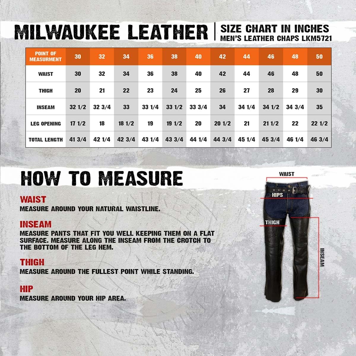 Milwaukee Leather LKM5721 Men's Black Easy Fit Premium Leather Motorcycle Biker Rider Chaps - 40 - Image 3