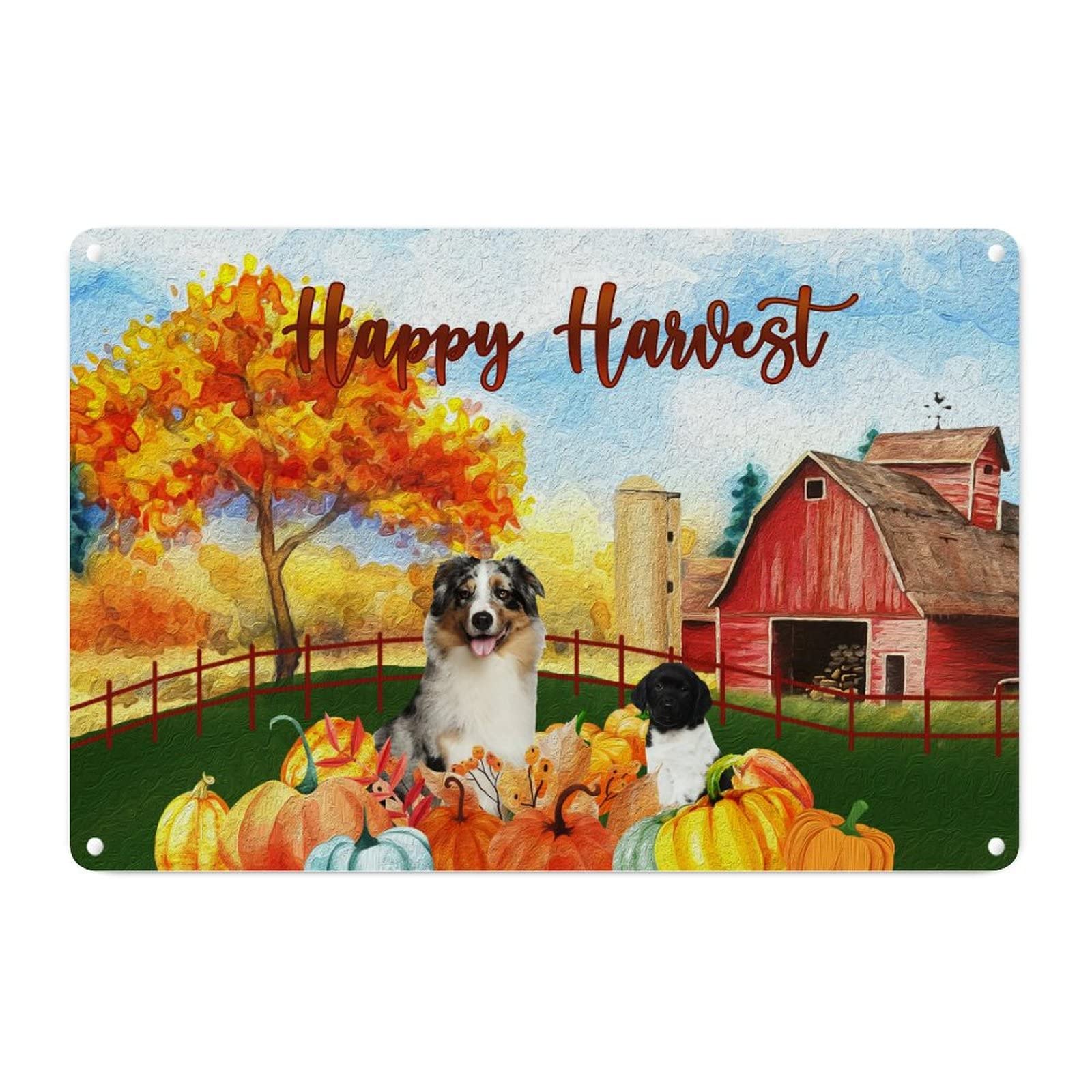 Plaque Automne Saint Bernard pour Décorer votre Porche d'Entrée en Métal 30x45 cm