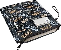 Vista 3 de doginthehole Fundas de libro con estampado de dinosaurios para amantes de los libros, funda con cremallera y bolsillo frontal, fundas protectoras