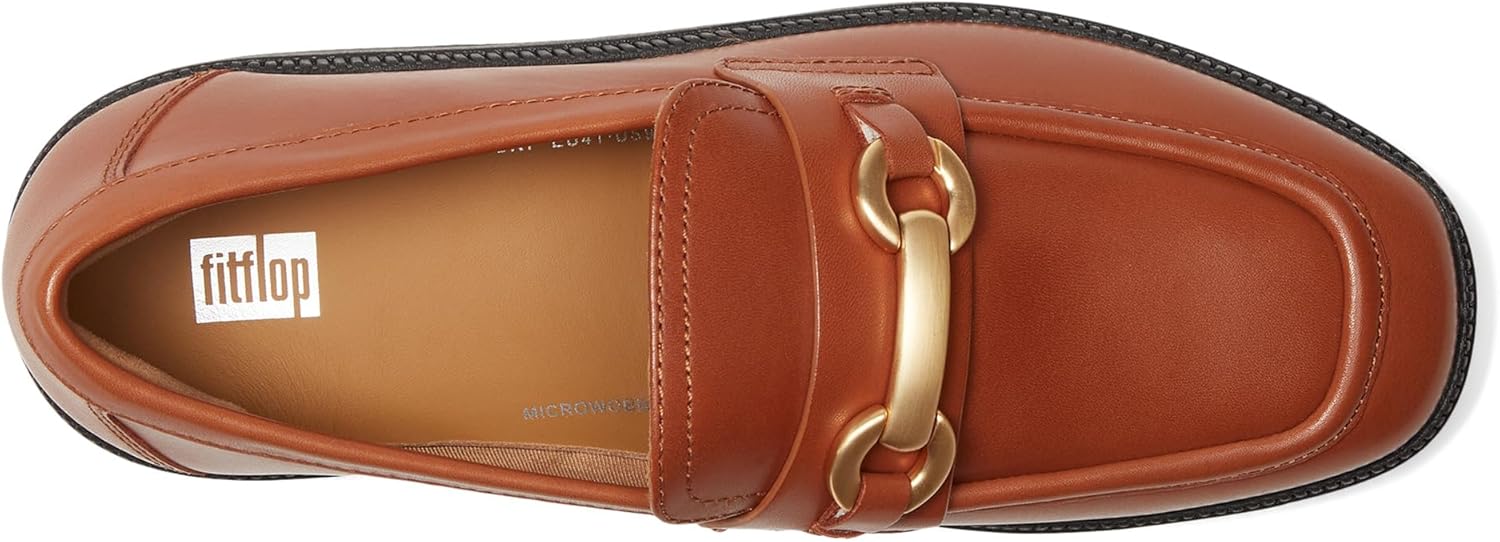 FitFlop Womens F-luma Chunky-Snaffle Leather Demi-Wedge Loafers