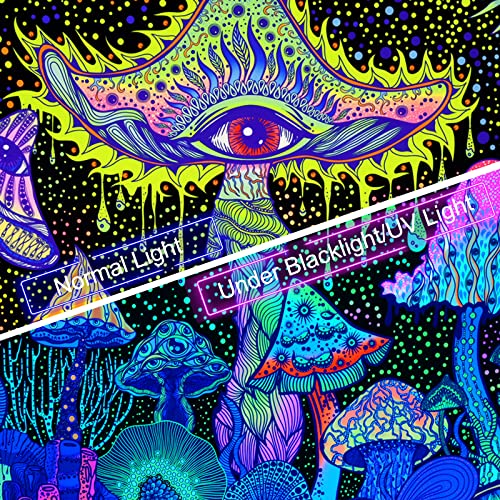 Krelymics Blacklight Tapestry Uv Reactive Eyes Tapestries Sea Creatures Boho Tapestry Neon Tapestry Glow In The Dark Tapestry Wall Hanging For Bedroom(51.2×59.1 Inches) #TOP5