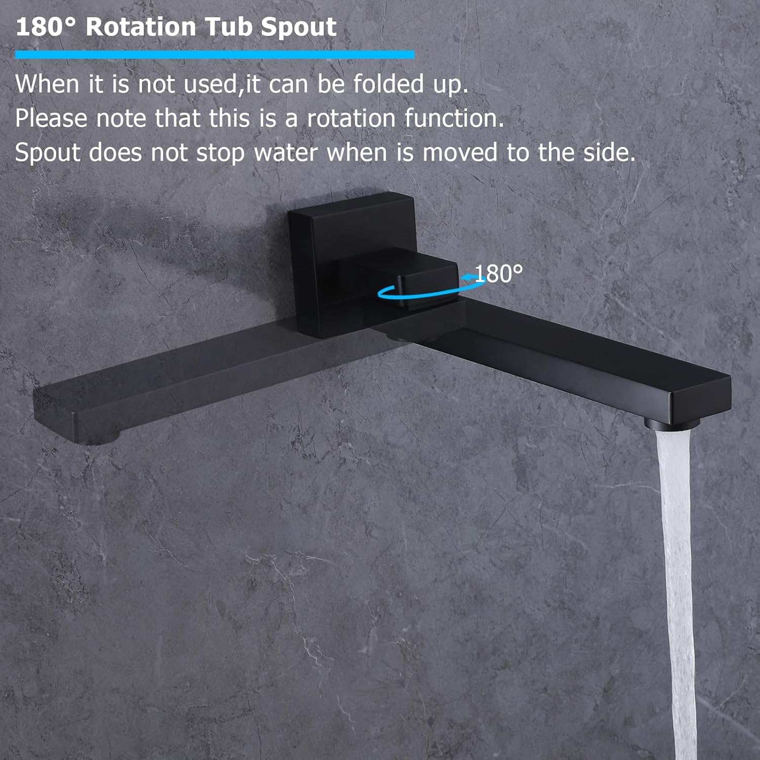 Wall Mount Tub Faucet with Extra Long Tub Spout,Single Handle Tub Filler Faucet with Brass Rough-in Valve,Matte Black