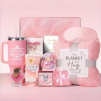 Birthday Gifts for Women, Pamper Gifts Set for Friend With Flanel Blanket, Get Well Soon Presents for Women Wife Mum Girls Ladies Sister Daughter Coworker,Presents for Christmas