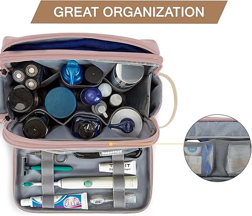 Miniatura 2 de BAGSMART Neceser para hombre, organizador de artículos de tocador de viaje de lona, kit de Dopp, bolsa de afeitar resistente al agua para accesorios