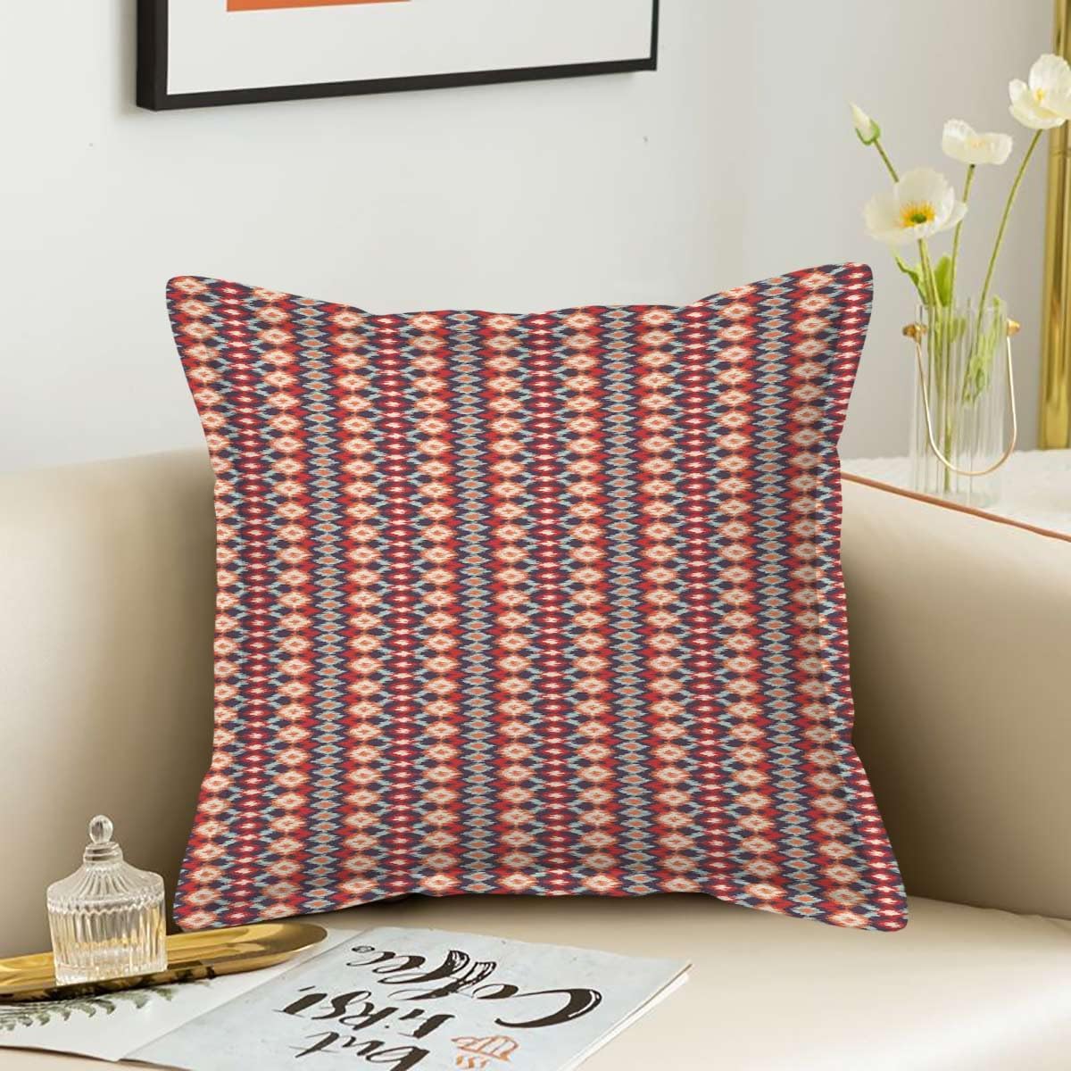 SARMSX Indigenous Pattern Deluxe Leather Pillow Shams 18x18 inches Chic