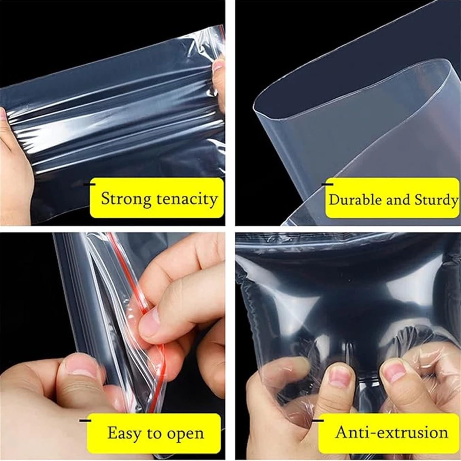 Bolsa Zip Bolsas de plástico transparentes resellables for almacenamiento al vacío, pequeñas, 100 a 1000 unidades para la Cocina(14x20cm,1000 Pcs(8Wires))