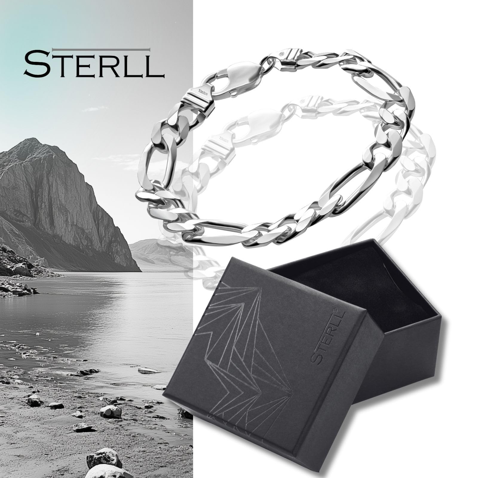 Ein Armband aus massivem 925 Silber, ideal als Geschenk für Mann oder Freund, mit Schmuckbox