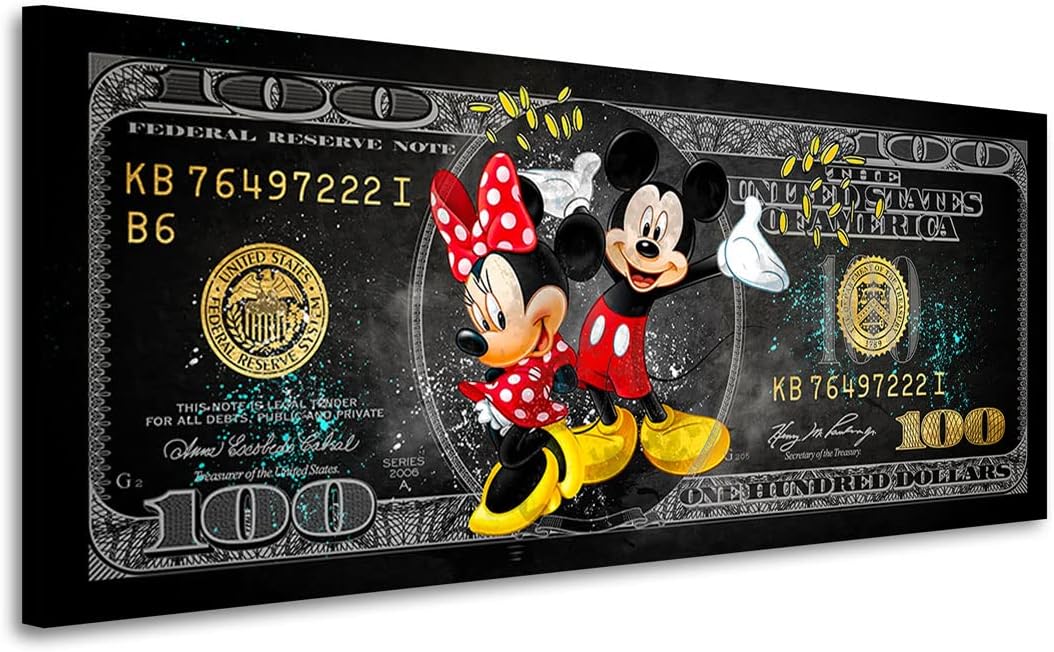 Art Designs24 Canvas Print Mickey Mouse & Minnie Dollar Mural Art Print Room &. Wall decoration
