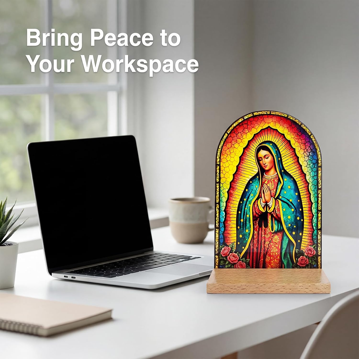 TALPGOD Our Lady of Guadalupe Stand Catholic Ornament Statue – Virgin Mary Statue Acrylic Tabletop Décor for Home Altar & Desk, Christian Gift for Women & Men