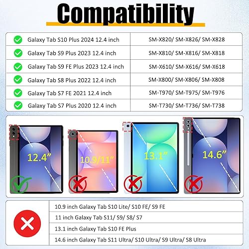 Miniatura 2 de BRAECNstock para Samsung Galaxy Tab S10+ Plus/ S9 FE+ Plus/ S9+ Plus/ S8+ Plus/ S7 FE/ S7+ Plus 5G Funda para Tablet de 12.4 pulgadas Resistente 04