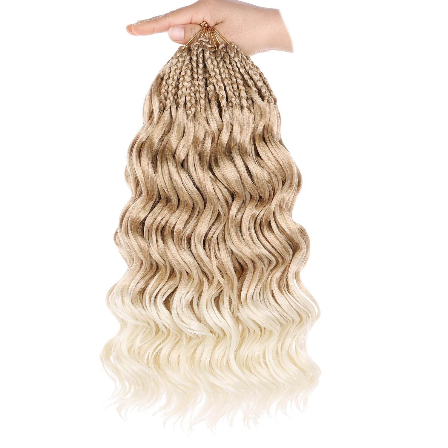 Mscat 14 Inch Pre Looped Ocean Wave Crochet Hair 8 Packs Boho Ocean Braids Pre Twisted Synthetic Deep Wavy Crochet Hair for Women T27613#