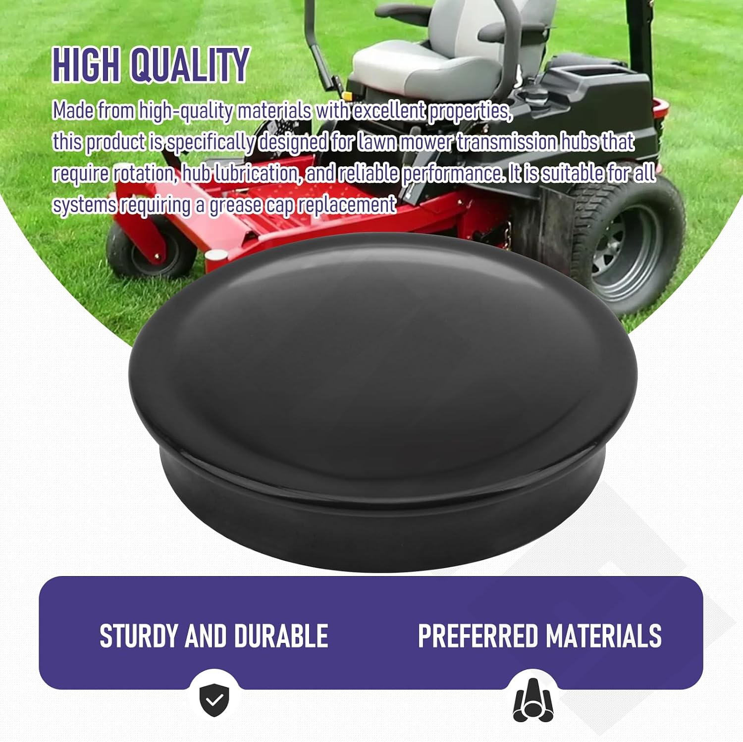 5109845FS Low Profile Grease Cap Compatible with Fe-rris Lawn Mower, Replaces 5100882 5102929 5109845 5102929YP, Also fit for Snap-per S50x pro