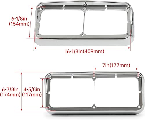 Miniatura 2 de HECASA Par de bisel de faros delanteros con visera compatible con Kenworth T400 T600 T800 W900B W900L Peterbilt 378 379 Western Star 4900