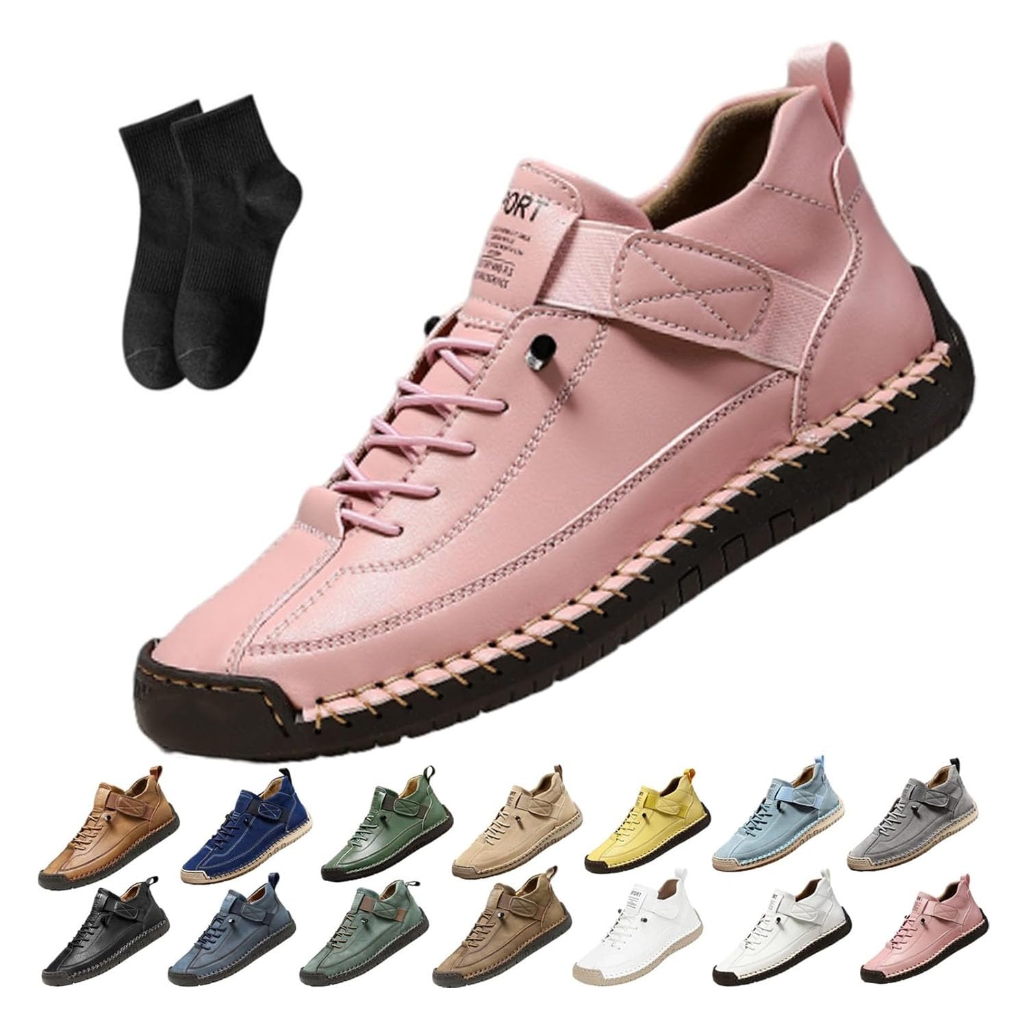 Bequeme orthopädische Sneaker, handgefertigt, Leder, orthopädische bequeme Schuhe, Fußgewölbeunterstützung, verstellbar, bequem, orthopädische Schuhe, weiche Unterstützung, Schlupfschuhe