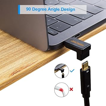 CableCreation USB C Extension Adapter, Up & Down Angle 90 Degree USB 3.1 Type C Male to Female Convertor (3A/10G), USB-C Adapter Compatible with MacBook