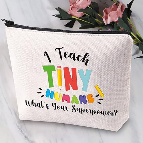 Miniatura 6 de Bolsa de maquillaje para profesores, regalos para profesores de preescolar, enseño a pequeños seres humanos Cuál es tu superpoder Bolsa para