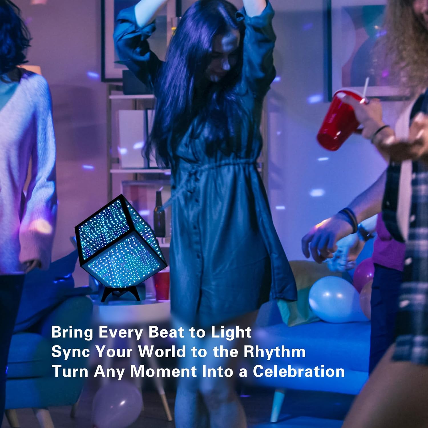 RGB Infinity Hyper Cube Light with APP Control - Smart Infinity Mirror Night Light, 16M Colors Music Sync, Gaming Room Decor, Mood Lighting for Bedroom Desk and Party (7 Inches)