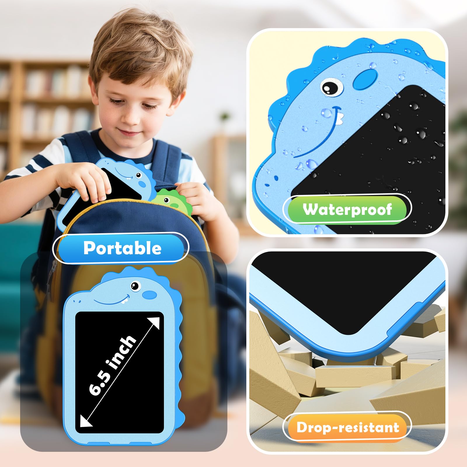 Paquete de 2 tabletas de escritura LCD para niños, tableta de dibujo colorida de 6.5 pulgadas, juguetes educativos para niños, almohadilla de garabatos, juguetes de dinosaurio para niños y niñas de 3 5