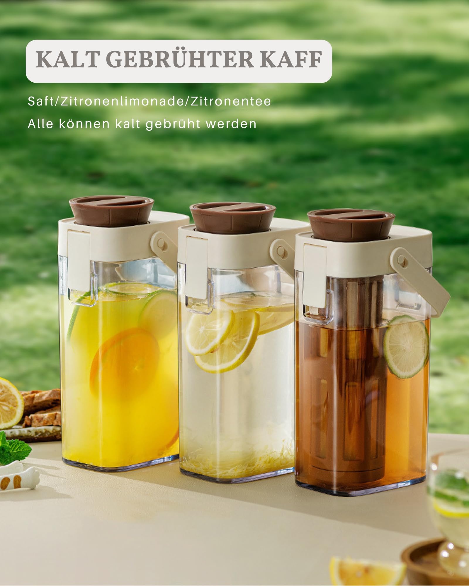 JanYoo Cold Brew Kaffeebereiter 1000ml, Cold Brew Coffee Maker mit Feinstfilter, Kaltgebrüh-Kaffeemaschine Tragbar für Eiskaffee, Eistee, Saft