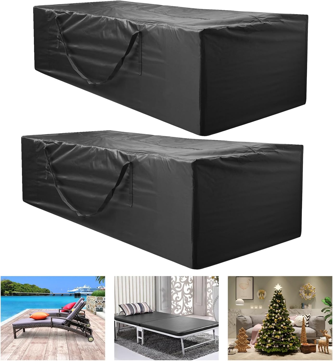 2 Pack Outdoor Cushion Storage Bag 68" L x 30" W x 20" H, Upgrade Large Opening &Zipper, Outdoor Patio Cushion Storage Bags for Patio & Indoor Use