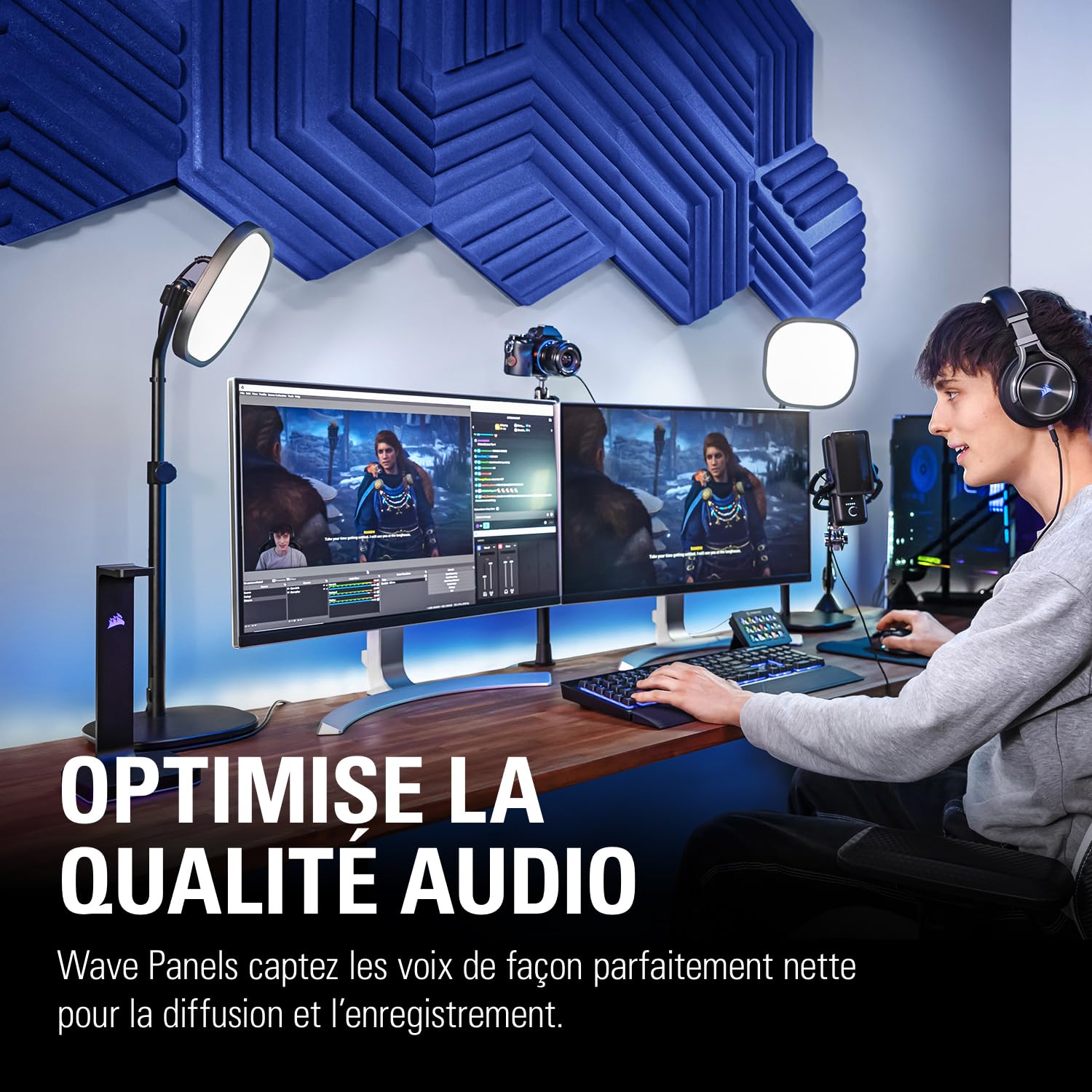 Elgato Wave Panels Starter Set (Bleu) - 6 panneaux de traitement acoustique, mousse double densité, système exclusif de cadres EasyClick, format modulable, montage et démontage faciles