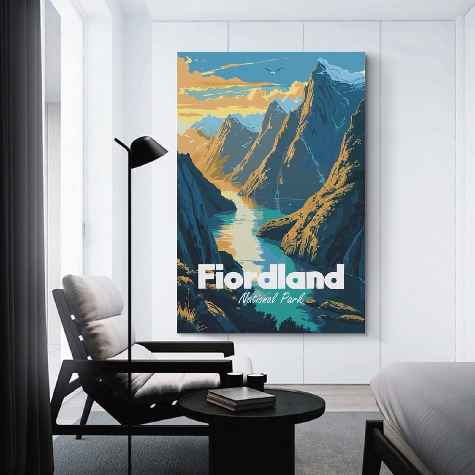 Junmoney Room Decor Wall Art Fiordland National Park Travel, 20x30inch(50x75cm), for Hallway, Bedroom Or Modern Interiors, Gift Idea for Housewarming And Birthdays