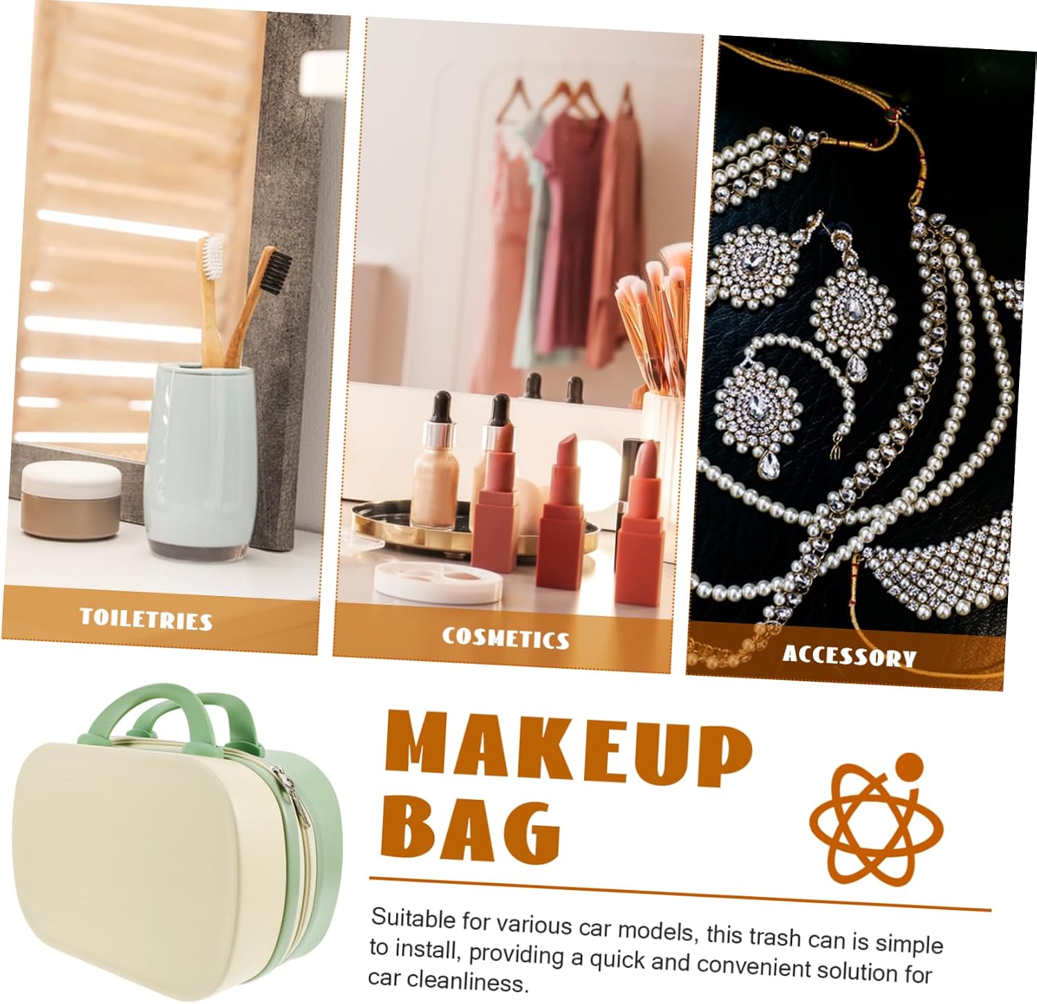 14-Inch Portable Makeup Travel Bag Dual Color Cosmetic Organizer Handle Lightweight Makeup Case for Women for Travel and Storage