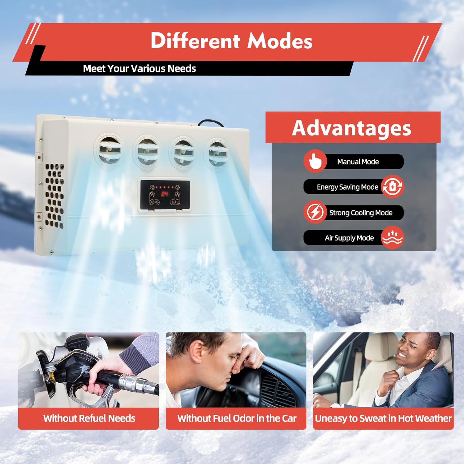 Air Conditioner RV Air Conditioner Kit Truck for Caravan or Truck Cab Two Packages (Red 12V)
