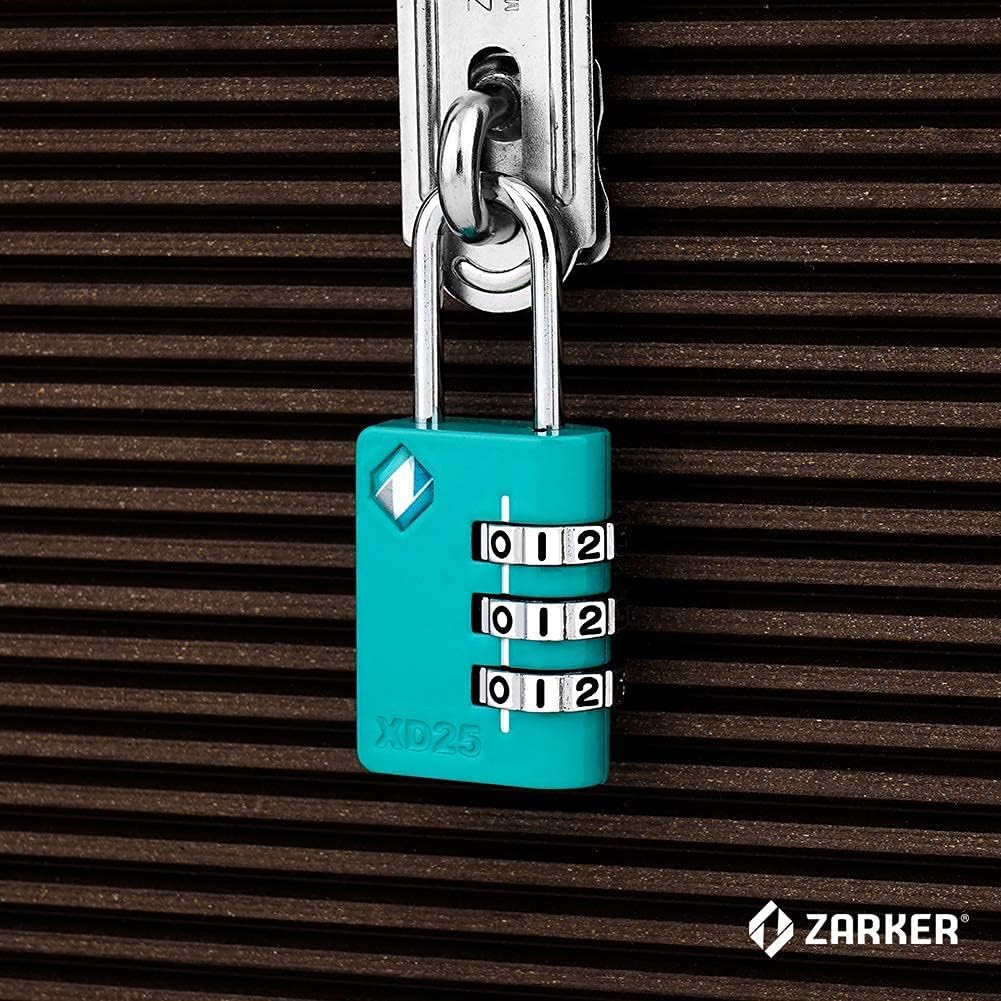 Zarker XD25 padlock securing a zipper on a bag