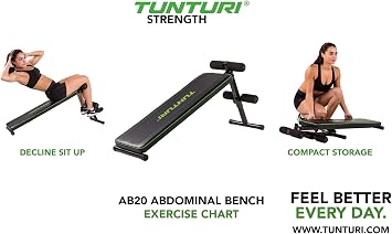 Tunturi Abdominal Trainer Negative Angle Abdominal Board with Leg Rollers Foldable