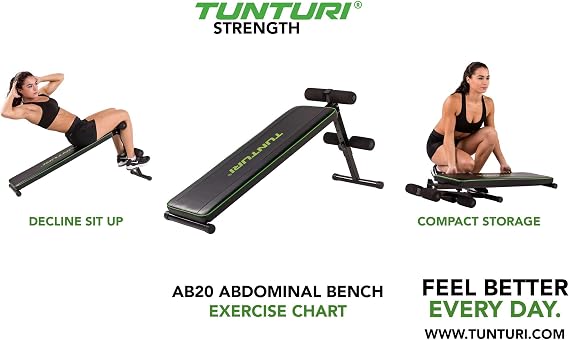 Tunturi Abdominal Trainer Negative Angle Abdominal Board with Leg Rollers Foldable