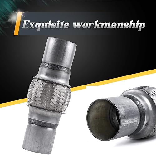 Miniatura 3 de Tubo flexible de escape, 2 x 4 x 8 pulgadas de longitud total, tubo flexible de doble trenza de acero inoxidable resistente, paquete de 2