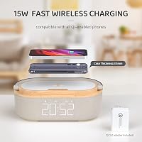 COLSUR digitális ébresztőóra rádió vezeték nélküli töltővel, Bluetooth hangszóró USB csatlakozóval 5