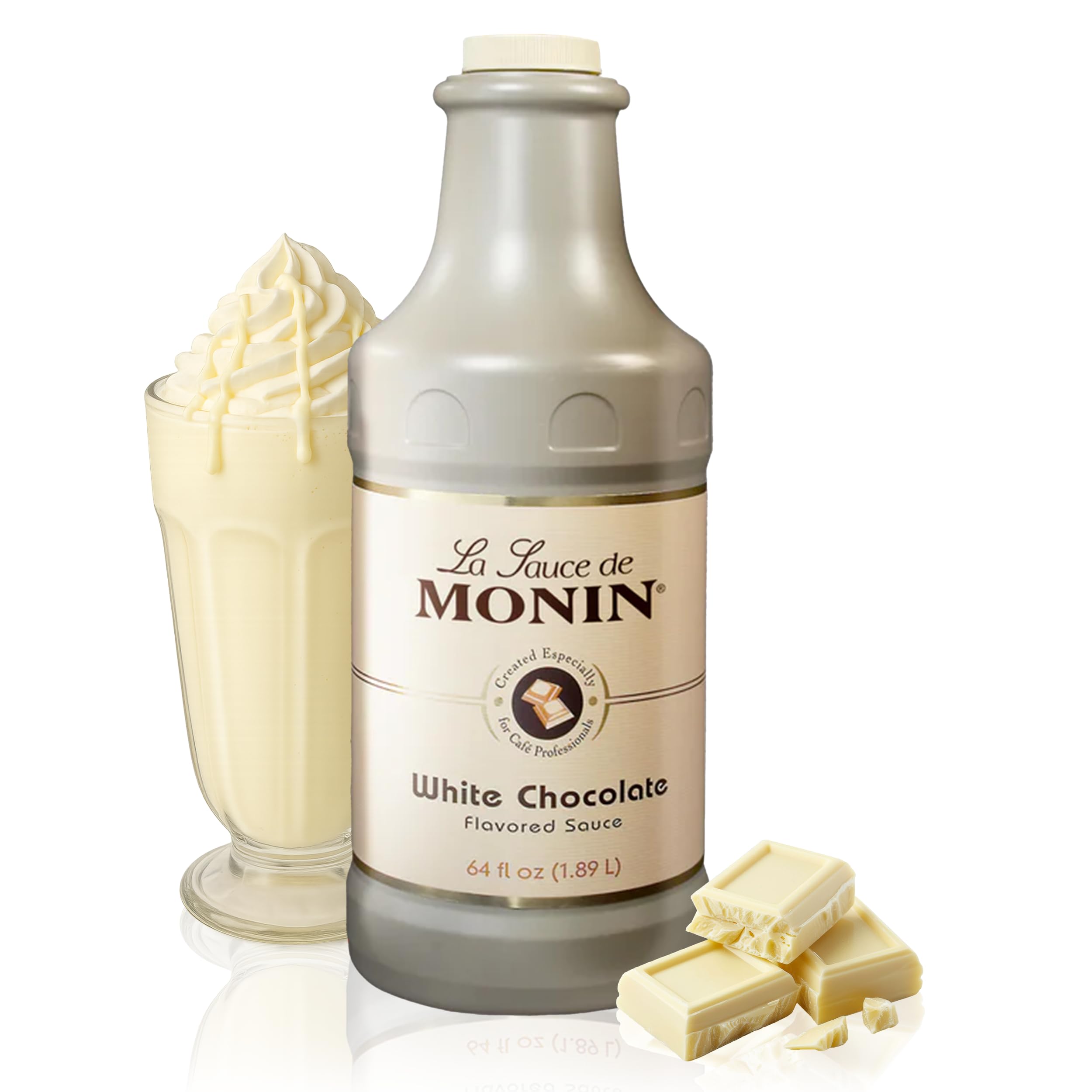 Monin - Gourmet White Chocolate Sauce, Creamy and Buttery, Great for Desserts, Coffee, and Snacks, Gluten-Free Non-GMO (64 Ounce)
