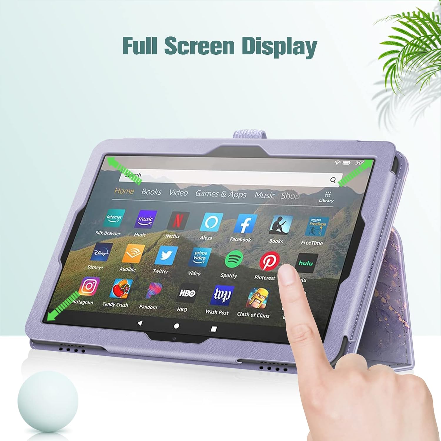 Fintie Folio Case for Kindle Fire HD 8 & 8 Plus 12th/10th Gen, Lilac Marble | Slim Fit Vegan Leather Folding Stand Cover for Fire HD 8 2024/2022/2020, Pen Holder, Magnetic Closure, Auto Sleep/Wake