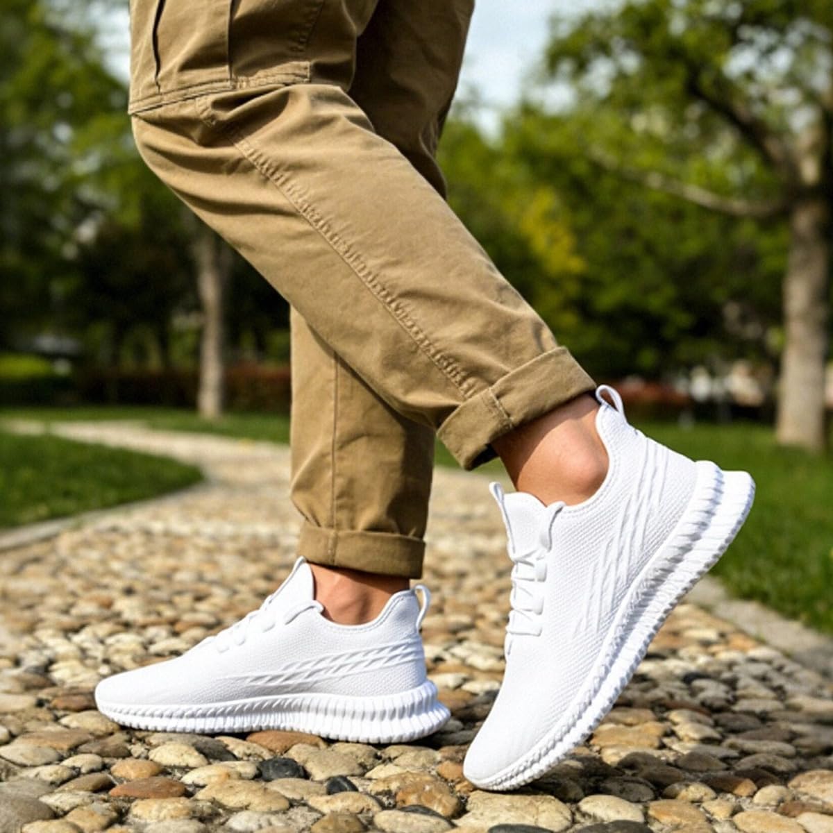DLWKIPV Running Shoes for Men Casual Slip on Tennis Walking Sneakers Lightweight Breathable Mesh Fashion Gym Athletic Sports Workout Non Slip Trainers