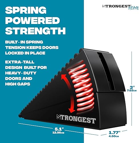 Vista 21 de Strongest Home Cuña de tope de puerta resistente (6 piezas cromadas), tope de puerta de goma antideslizante y metal para puertas pesadas, funciona
