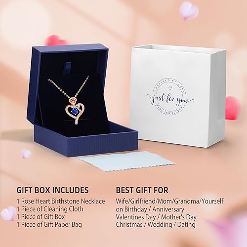 Miniatura 5 de Collar para mujer, regalos para esposa, novia, aniversario de boda, collares de regalo para mujeres, cumpleaños, oro rosa de 18 quilates, regalo de